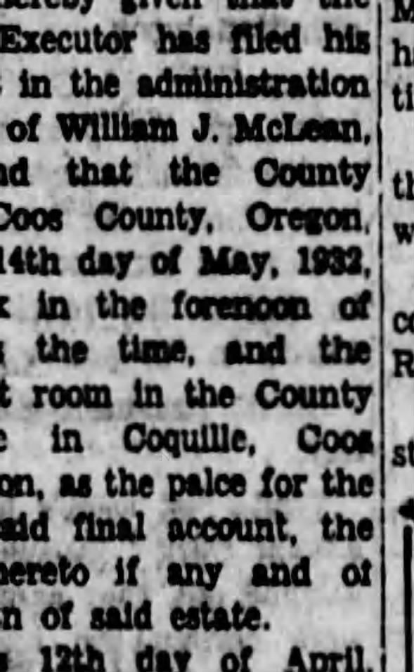 Clipping from The Coos Bay Times